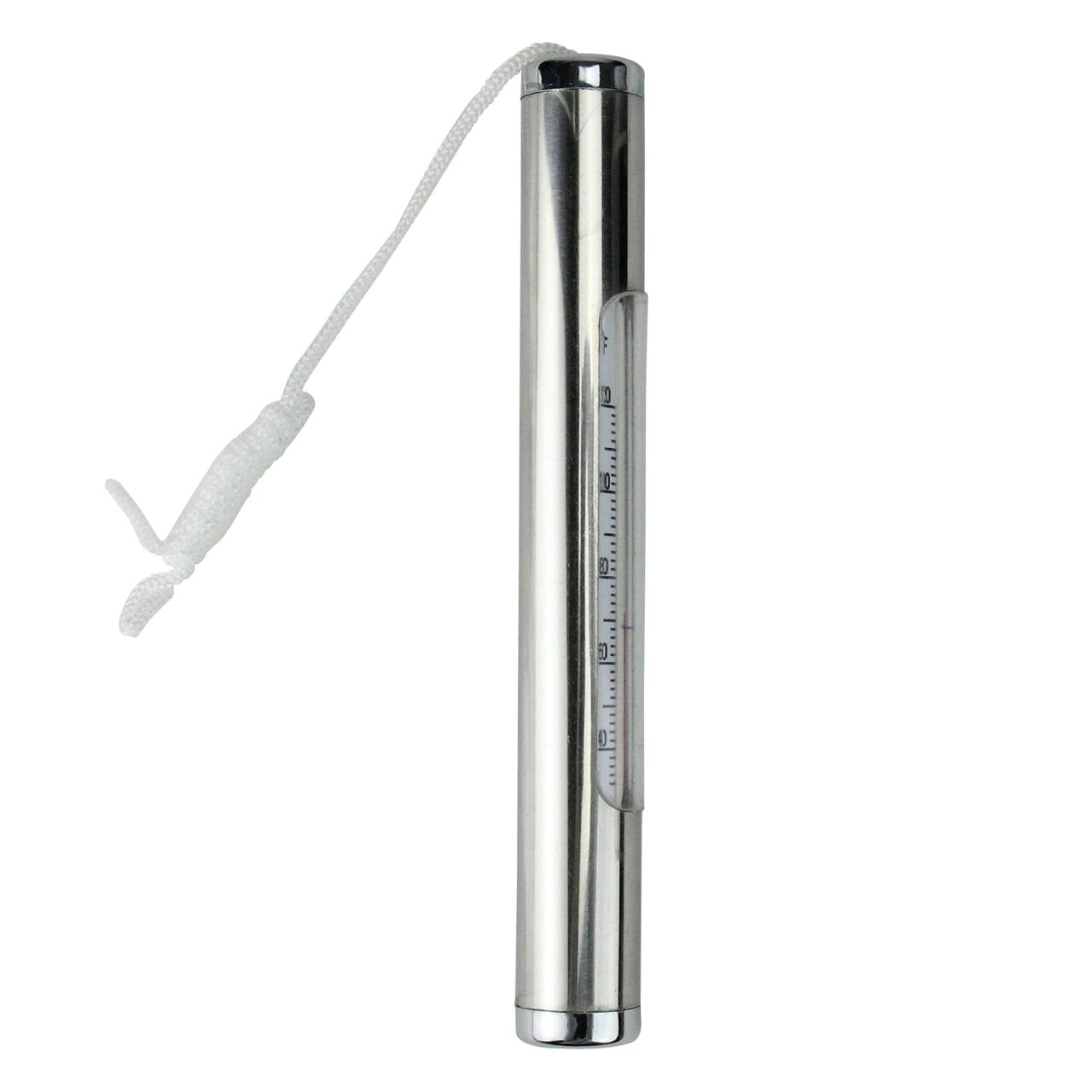 6.75" Silver Metallic Round Swimming Pool Thermometer with Cord